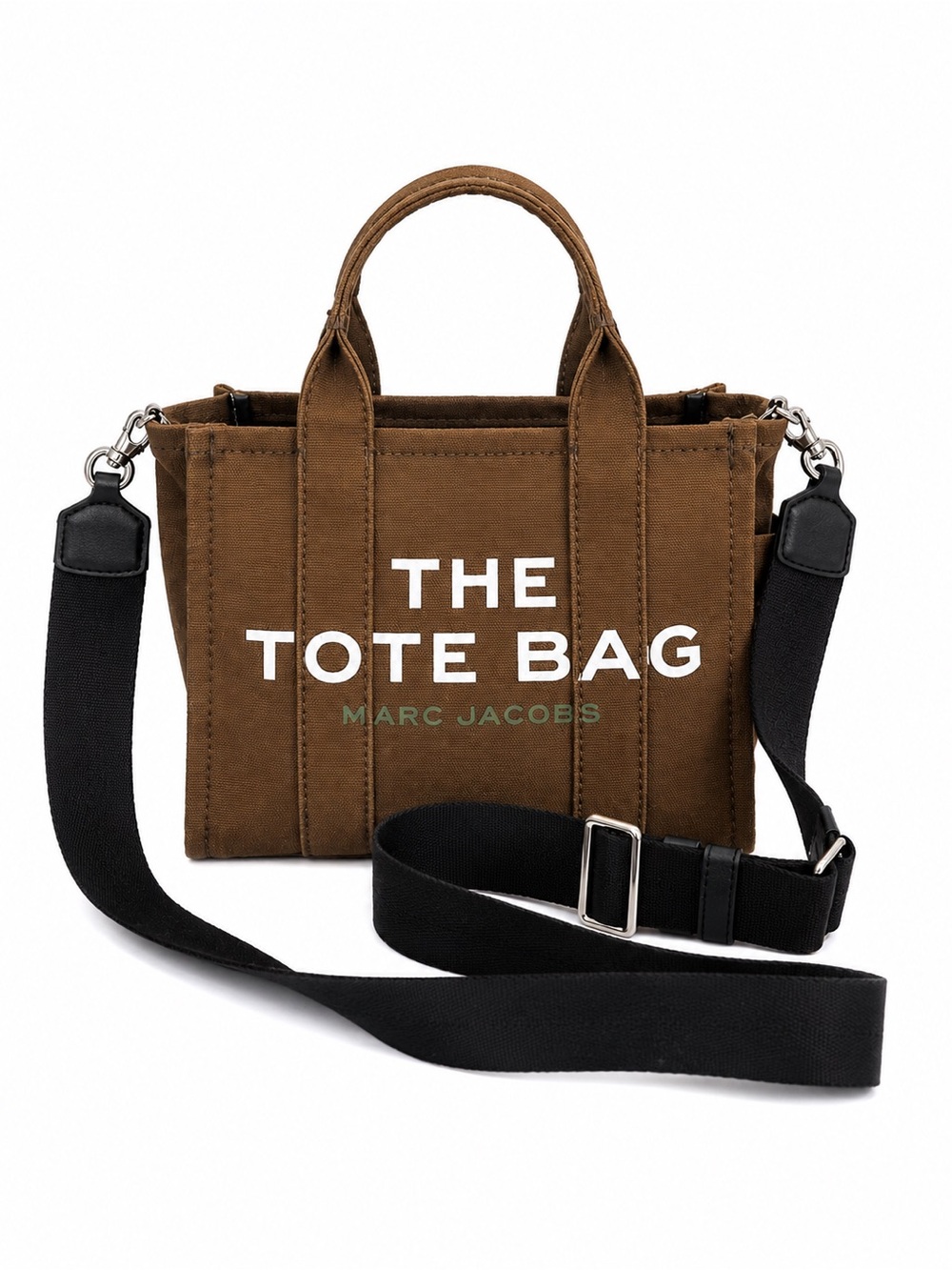 Marc Jacobs The Small Tote Bag Brown Canvas Crossbody Satchel Shoulder Bag - Picture 2 of 14